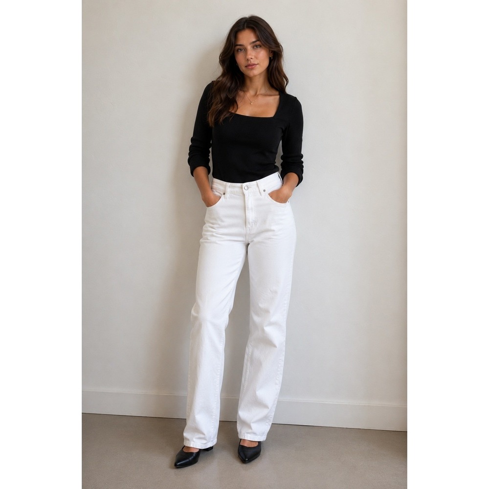 Eileen Fisher Organic Cotton Straight‎ Leg Jeans Elegant Preppy Old Money Career